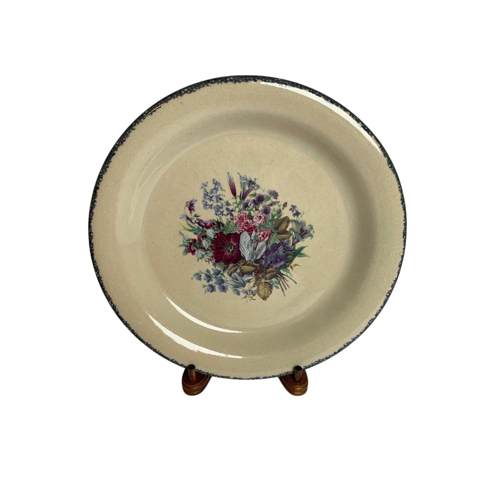 Home & Garden Party Floral Stoneware Cottagecore Plate Made in USA 2001‎ Vintage